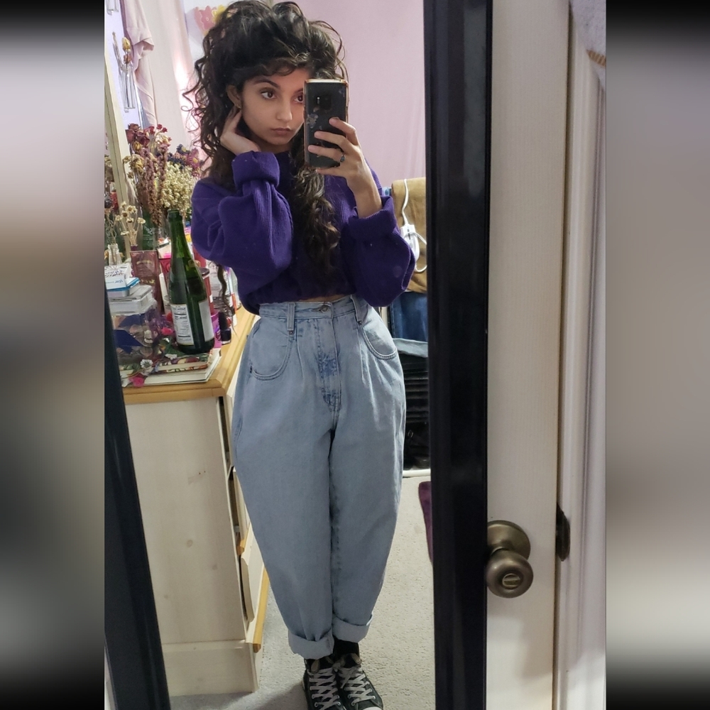 Vintage Brittania Light Wash Denim High Rise Tapered Leg Baggy "Mom" Jeans